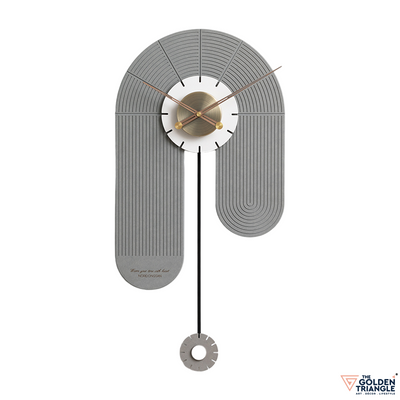 Gray Vertical Wall Clock with Pendulum with Wooden Hands