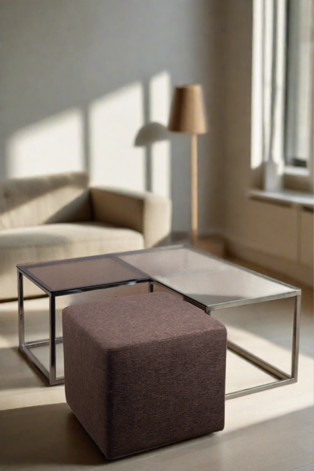 Brock Coffee Table with a Pouffe