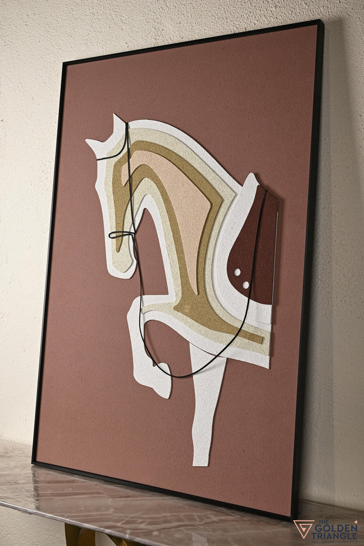 Textured Horse Wall Art - Brown