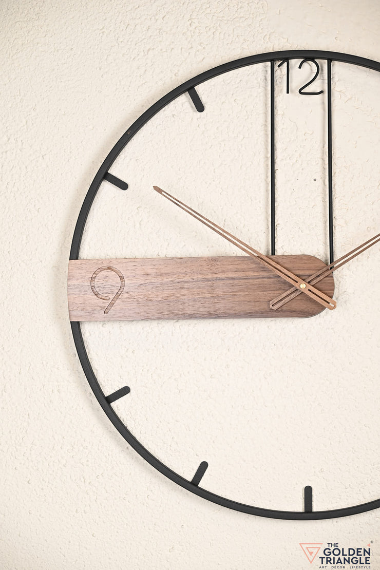 Emit Metal Wall Clock with Wooden Detail - 24"