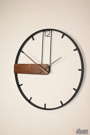 Emit Metal Wall Clock with Wooden Detail - 20"