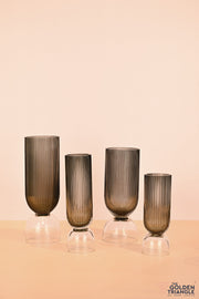 Aoi Futed Two tone Glass Vase - Smoke