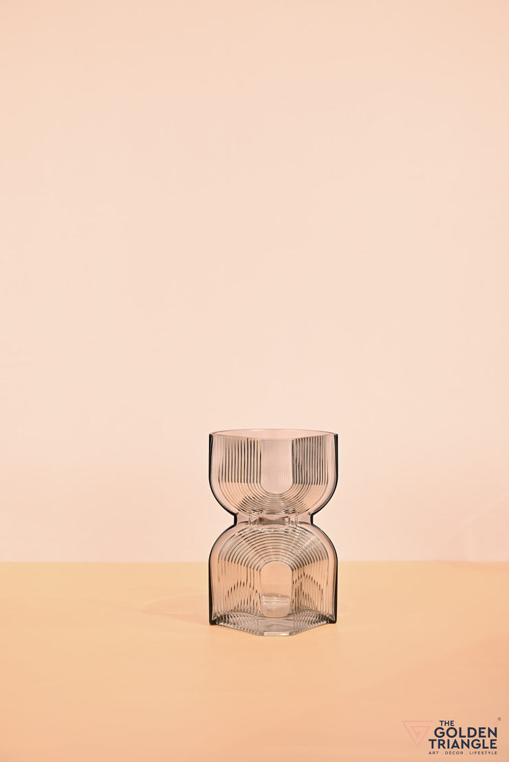 Amethsyt Short  Glass Vase - Smoke