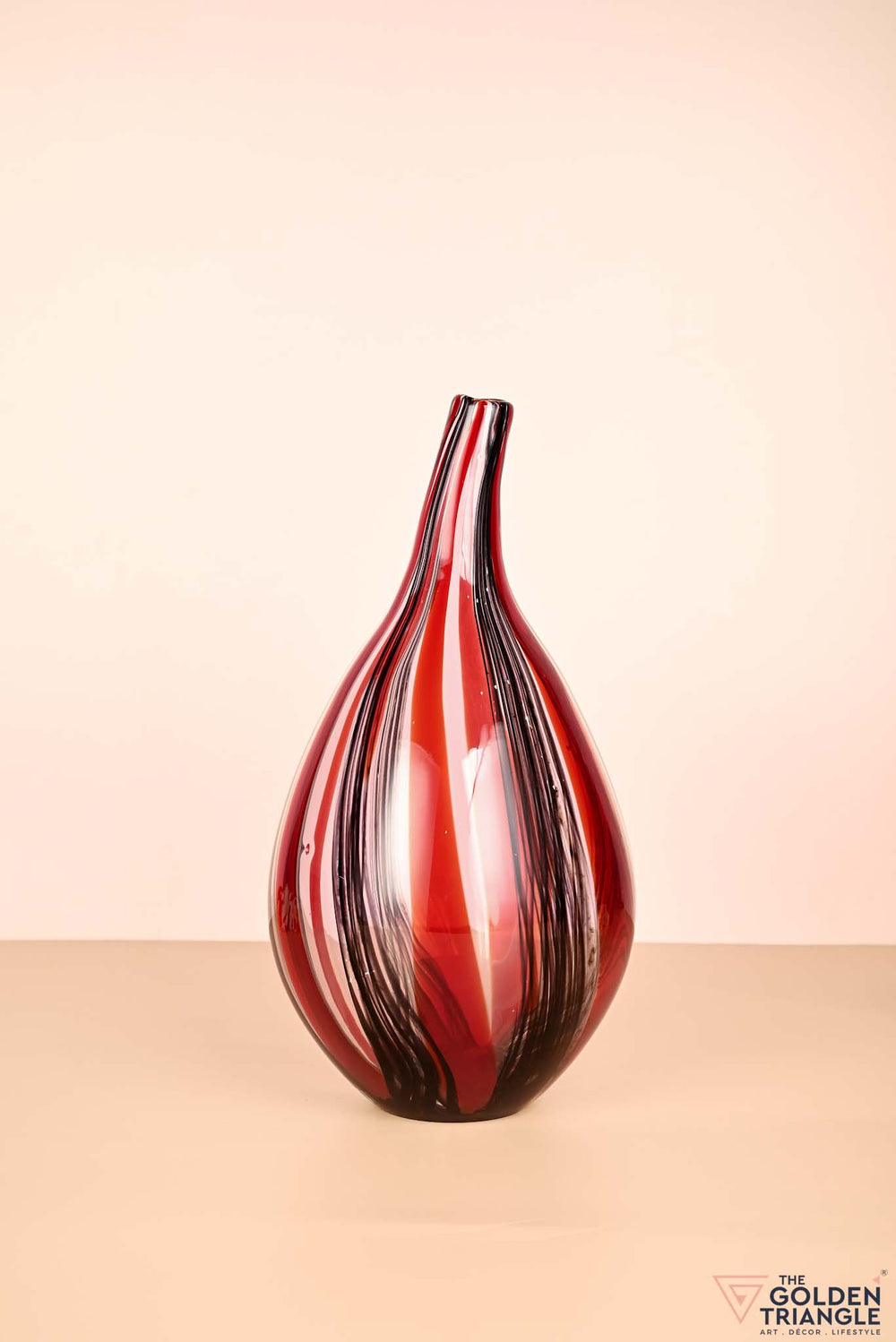 Stripe Swirl Glass Vase - Red & Black