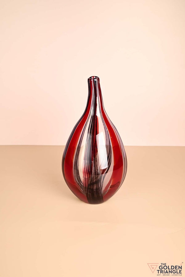 Stripe Swirl Glass Vase - Red & Black