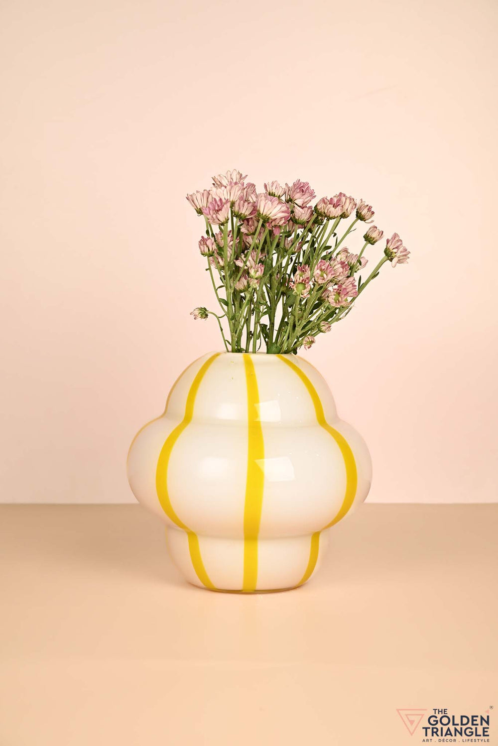 Stripey Treats Glass Vase - Yellow