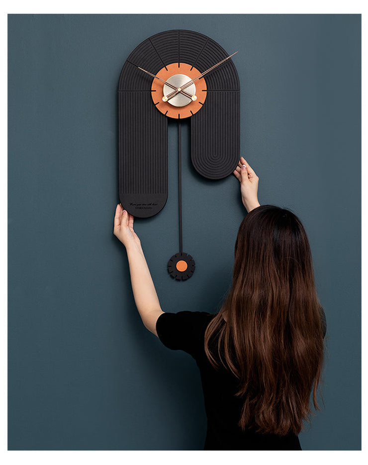 Bodhi Wall Clock - Black & Orange