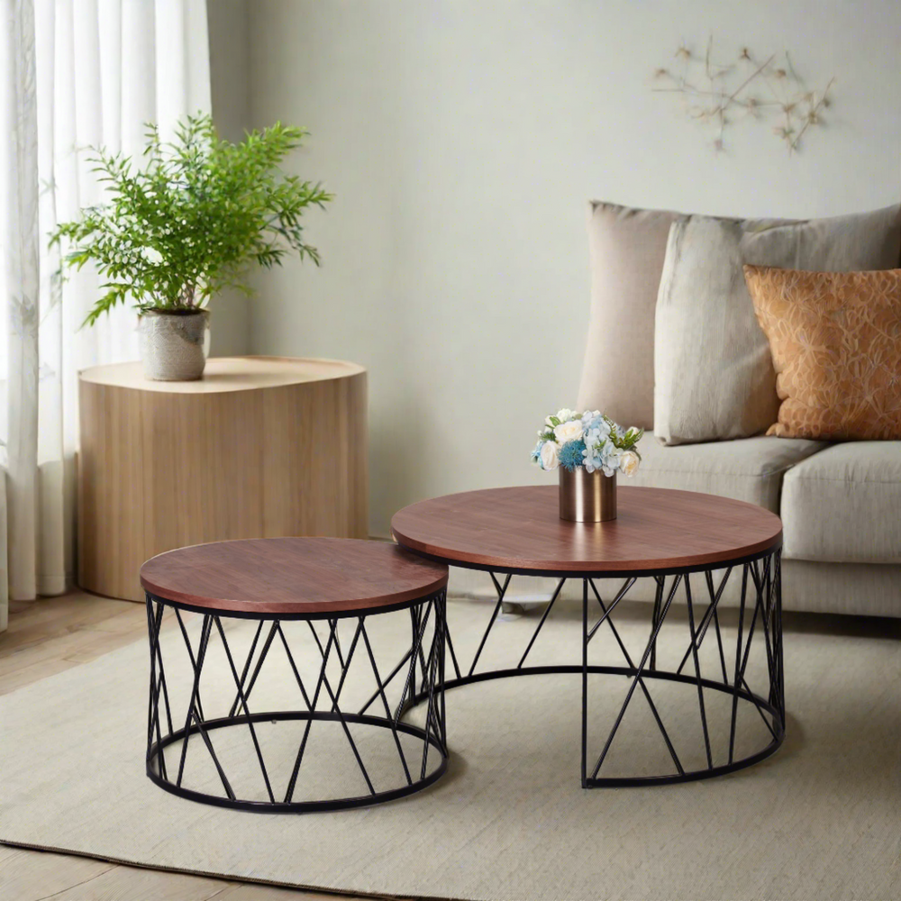 Matt Wooden Nesting Coffee Table - Set of 2