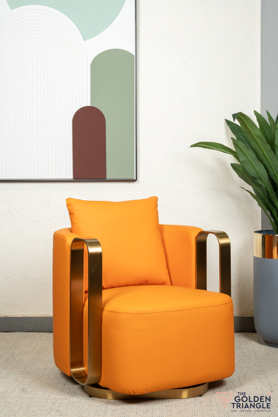 Carina Swivel Accent Chair - Orange