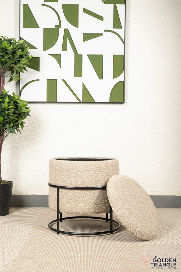 Zoe Boucle Pouffe with Storage