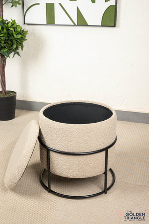 Zoe Boucle Pouffe with Storage