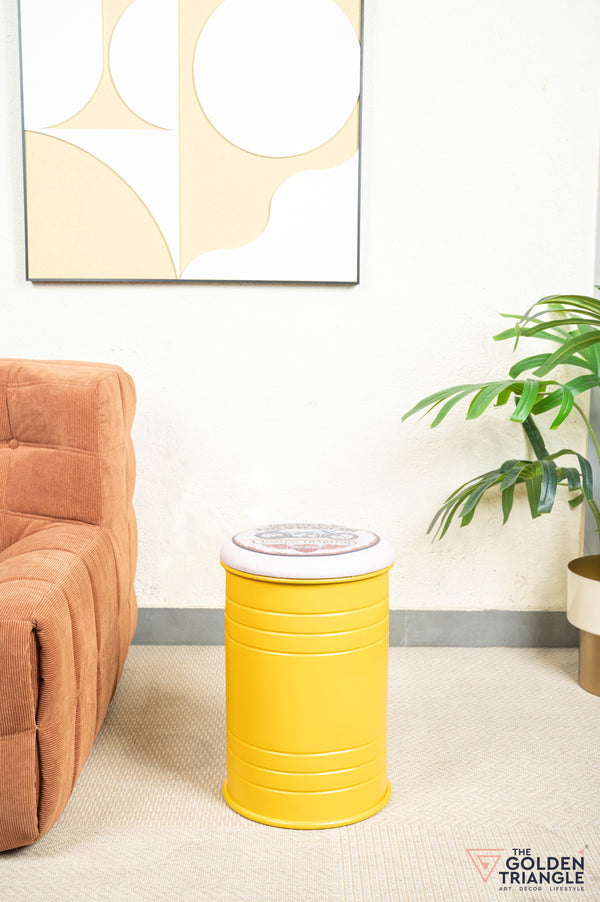 Barrel Pouffe with Storage - Harley Bike
