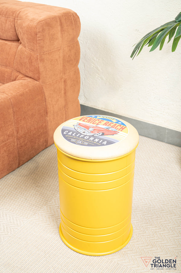 Barrel Pouffe with Storage - Venice Beach