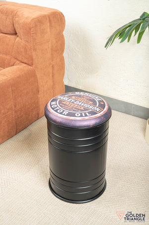 Barrel Pouffe with Storage - Harley