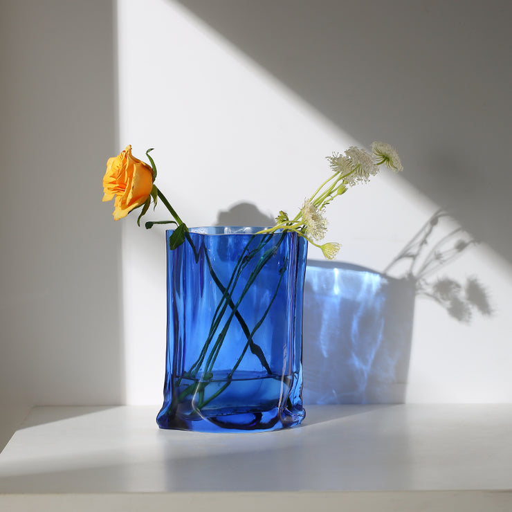 Edge Glass Vase - Royal Blue