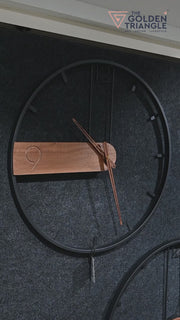 Emit Metal Wall Clock with Wooden Detail - 20"