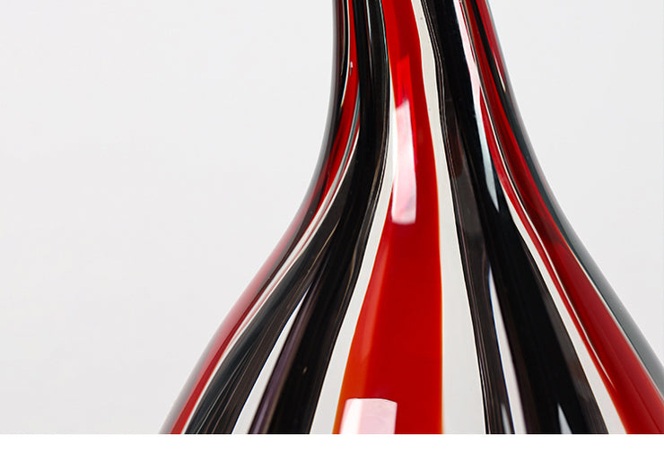 Stripe Swirl Glass Vase - Red & Black