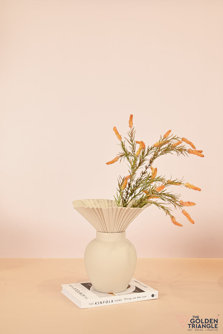 Floral Blossom Porcelain Vase - Beige