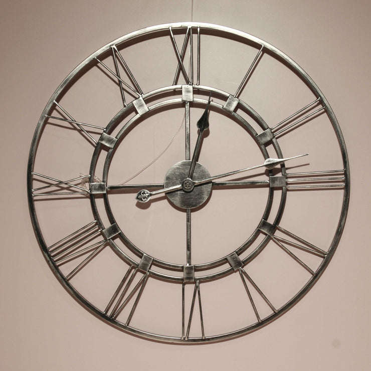 Amargo - Roman Wall Clock - Triple Rim - Silver