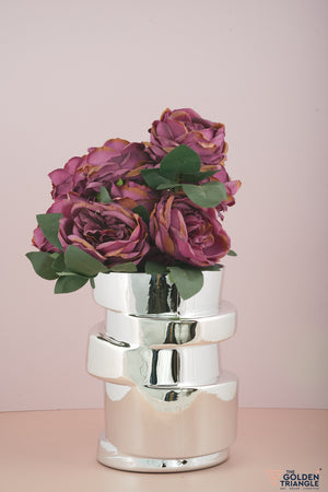 Cliff Metallic Silver Vase - Short