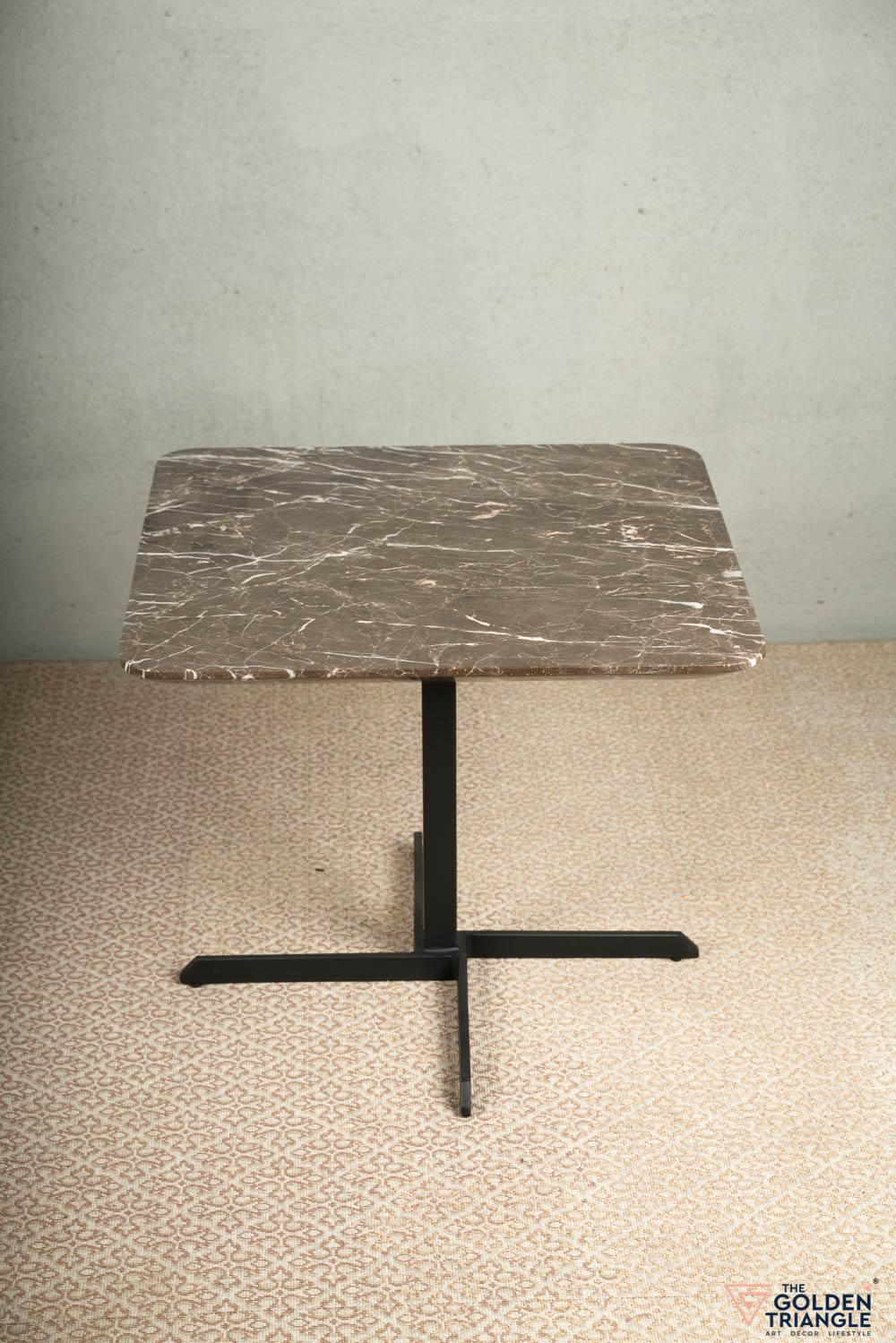 Fino - Marble and Metal Side Table - Brown