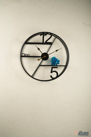 Gaia Metal Wall Clock with Shelf - Black
