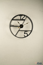 Gaia Metal Wall Clock with Shelf - Black