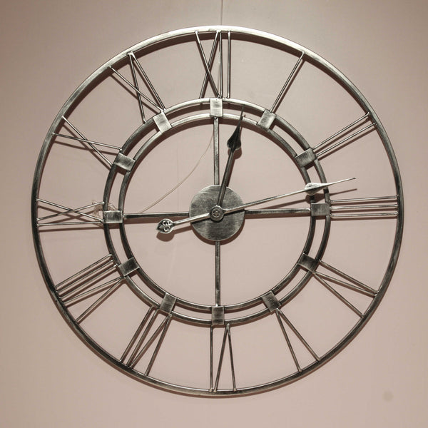 Amargo - Roman Wall Clock - Triple Rim - 24" - Silver