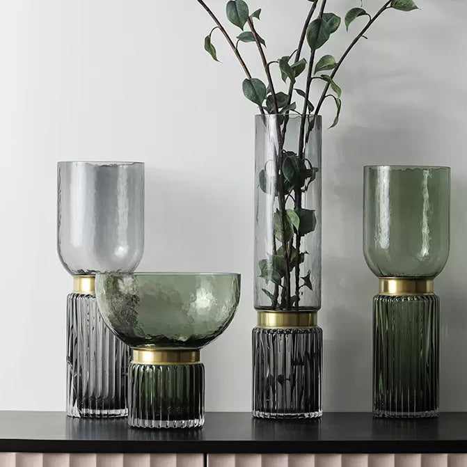 Cara Cylindrical Glass Vase - Green
