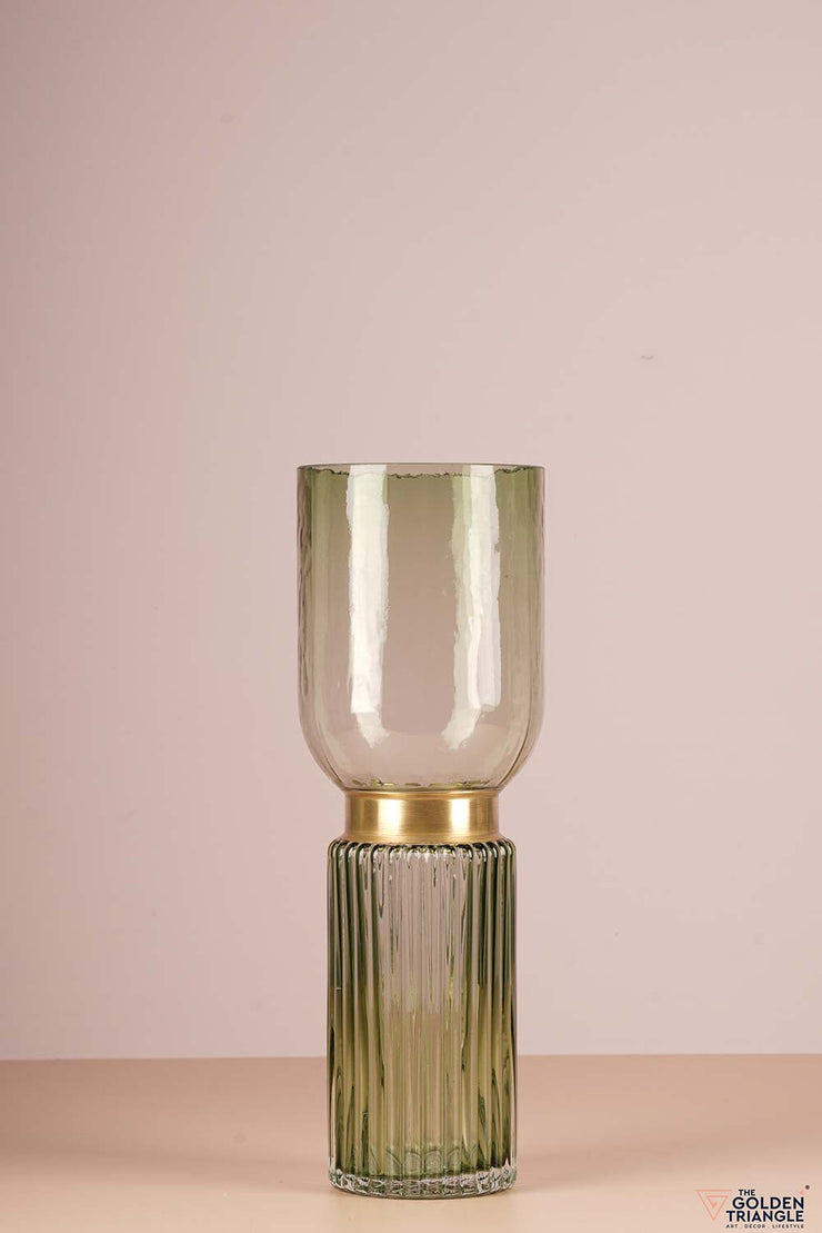 Cara Cylindrical Glass Vase - Green