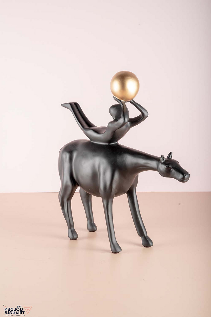 Equos - Black Horse Head Straight & Gymnast with Gold Ball