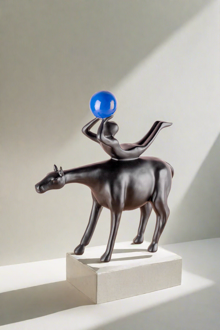 Equos - Black Horse Head Straight & Gymnast with Blue Ball - Black