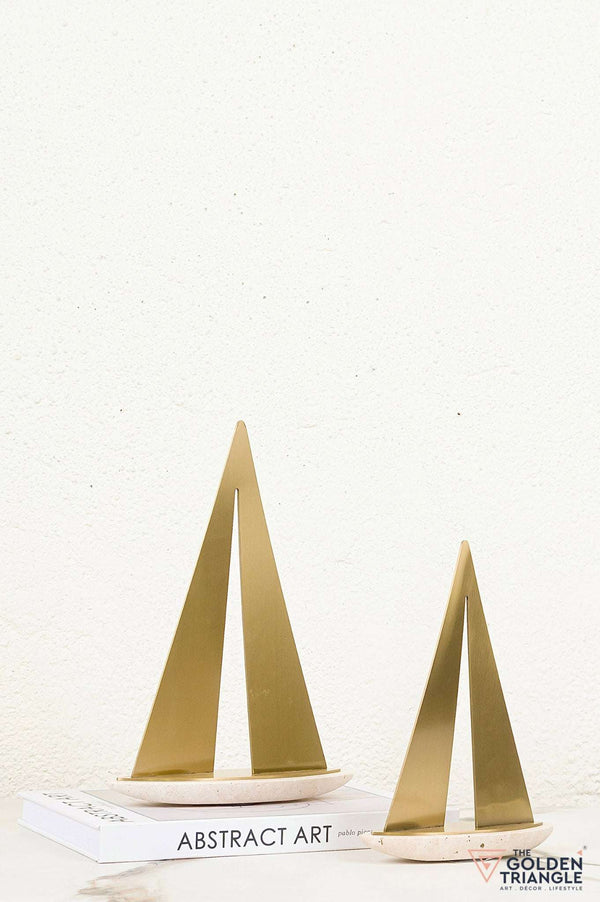 Fleur Boat Travertine Decor Sculpture