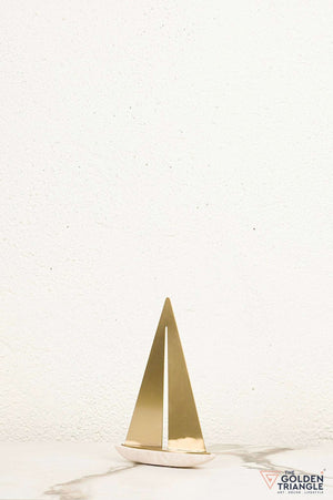 Fleur Boat Travertine Decor Sculpture