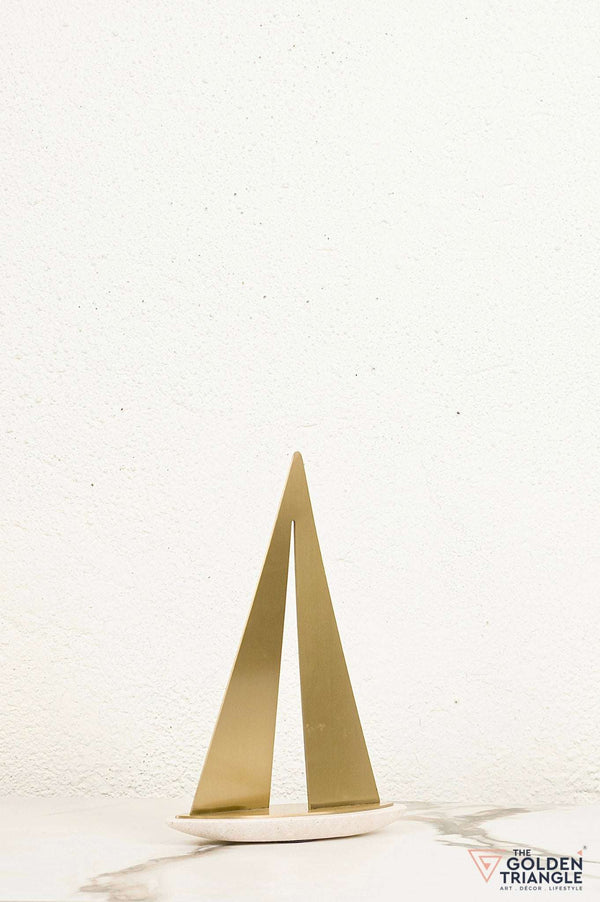 Fleur Boat Travertine Decor Sculpture