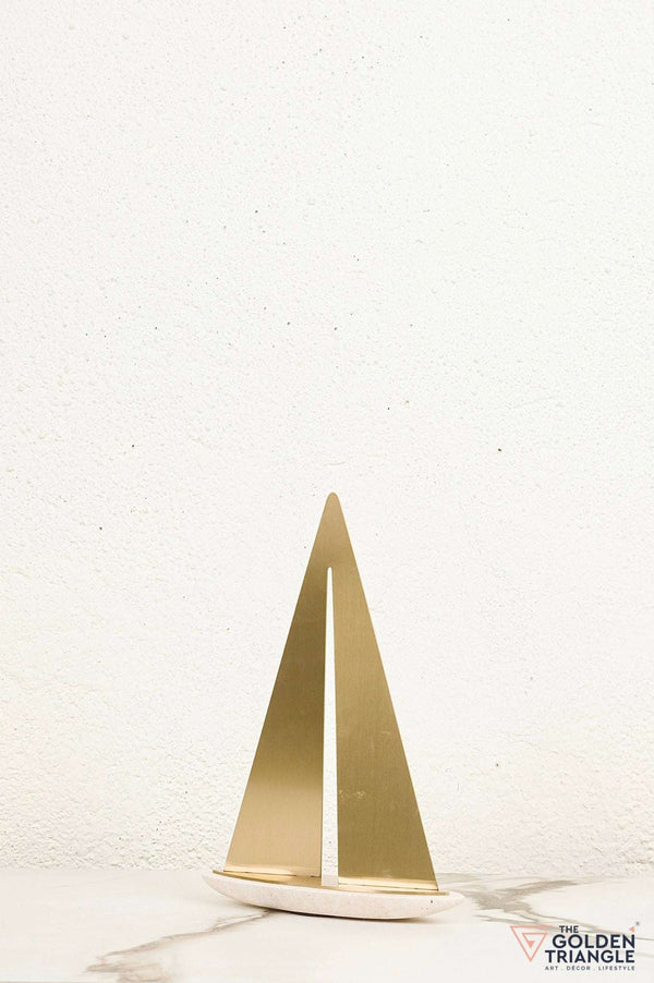 Fleur Boat Travertine Decor Sculpture