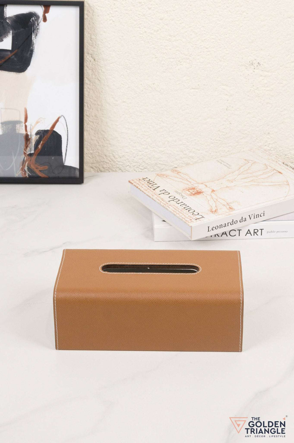 Aristo Faux Leather Tissue Box - Tan