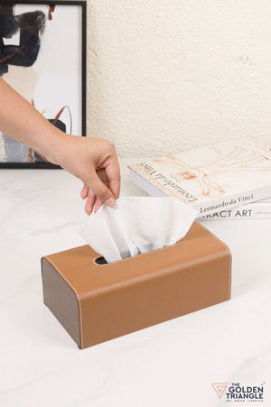 Aristo Faux Leather Tissue Box - Tan