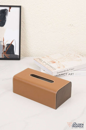 Aristo Faux Leather Tissue Box - Tan