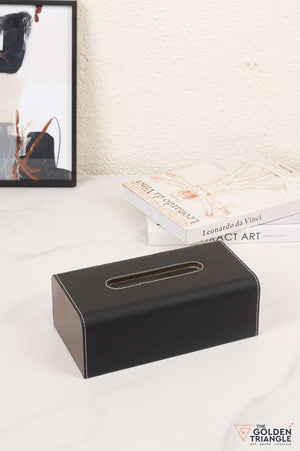 Aristo Faux Leather Tissue Box - Black