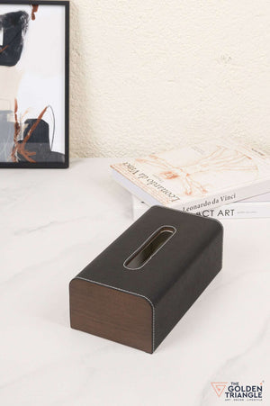 Aristo Faux Leather Tissue Box - Black