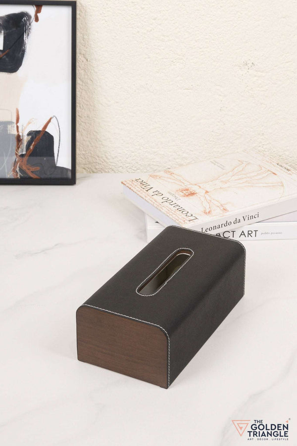 Aristo Faux Leather Tissue Box - Black