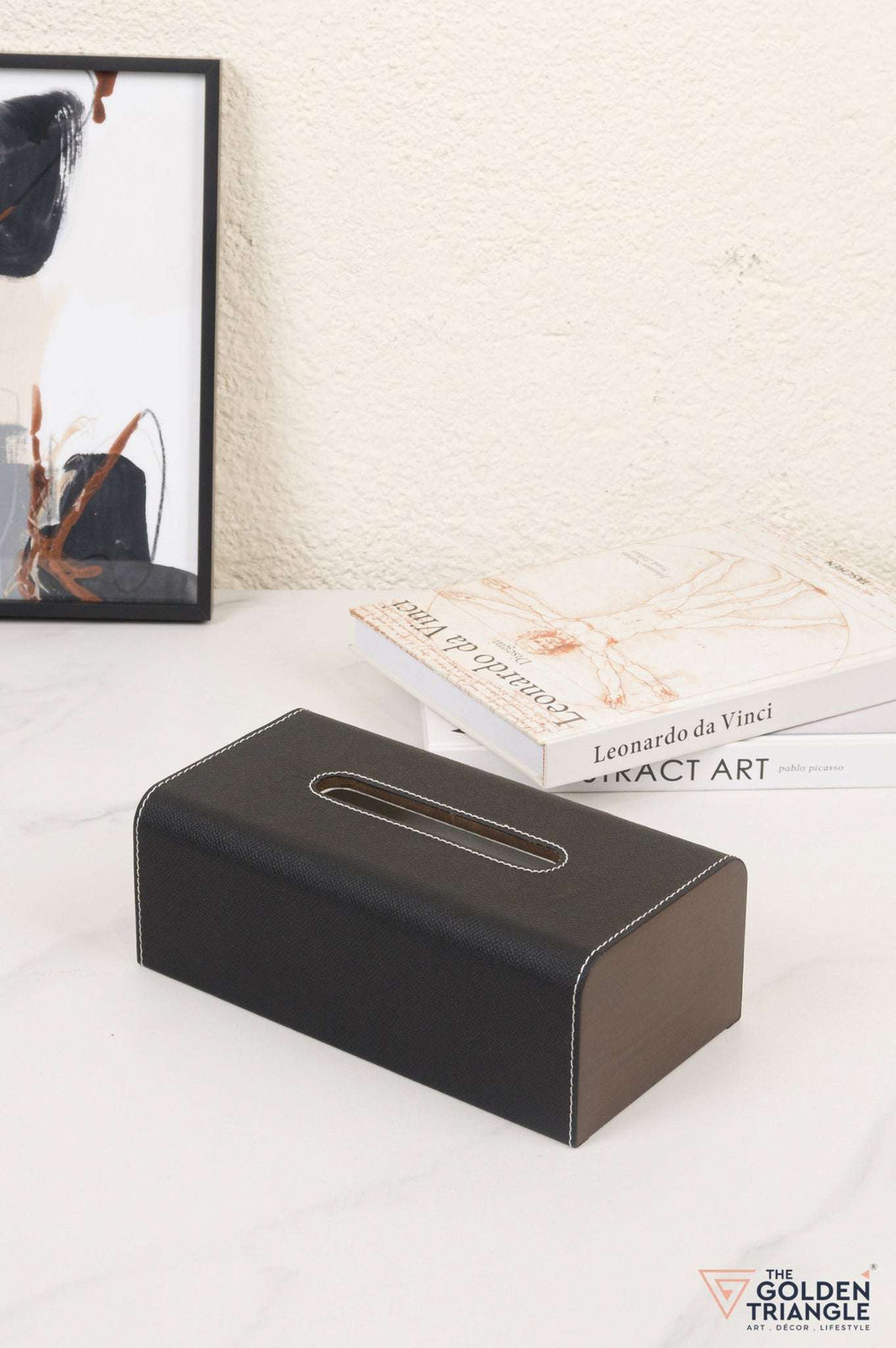 Aristo Faux Leather Tissue Box - Black