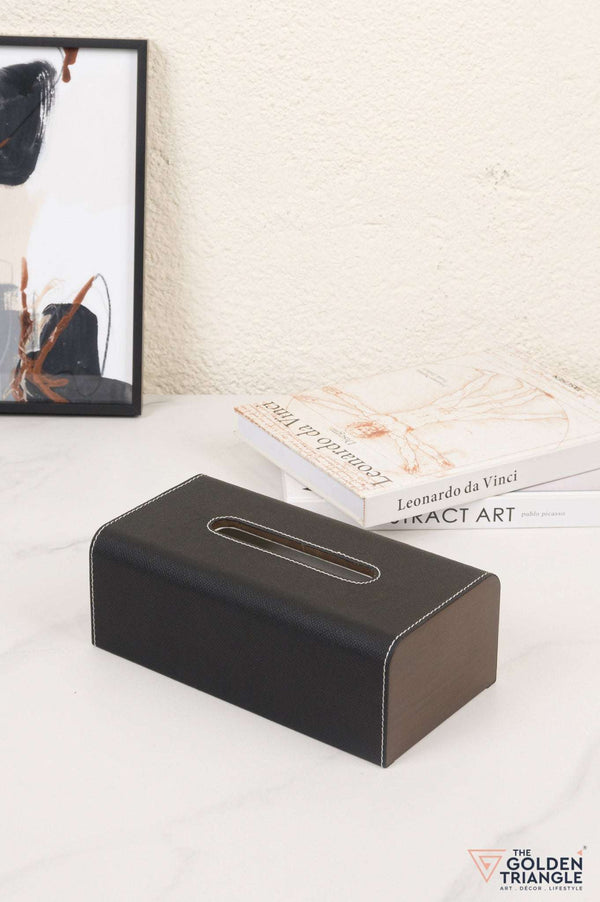 Aristo Faux Leather Tissue Box - Black
