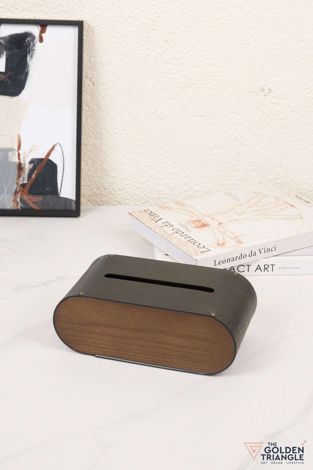 Bijou Faux Leather Tissue Box - Black