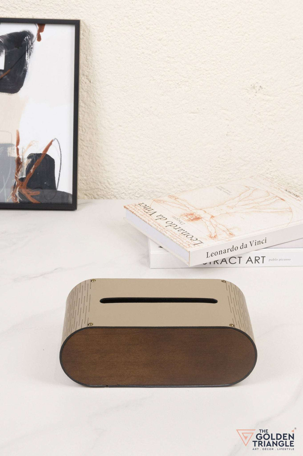 Bijou Faux Leather Tissue Box - Taupe