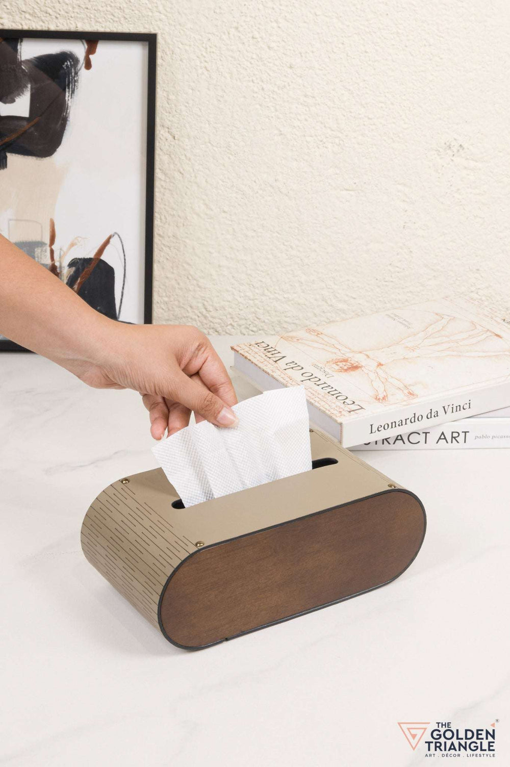 Bijou Faux Leather Tissue Box - Taupe