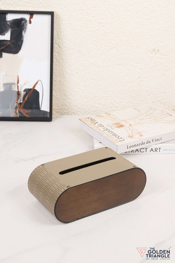 Bijou Faux Leather Tissue Box - Taupe