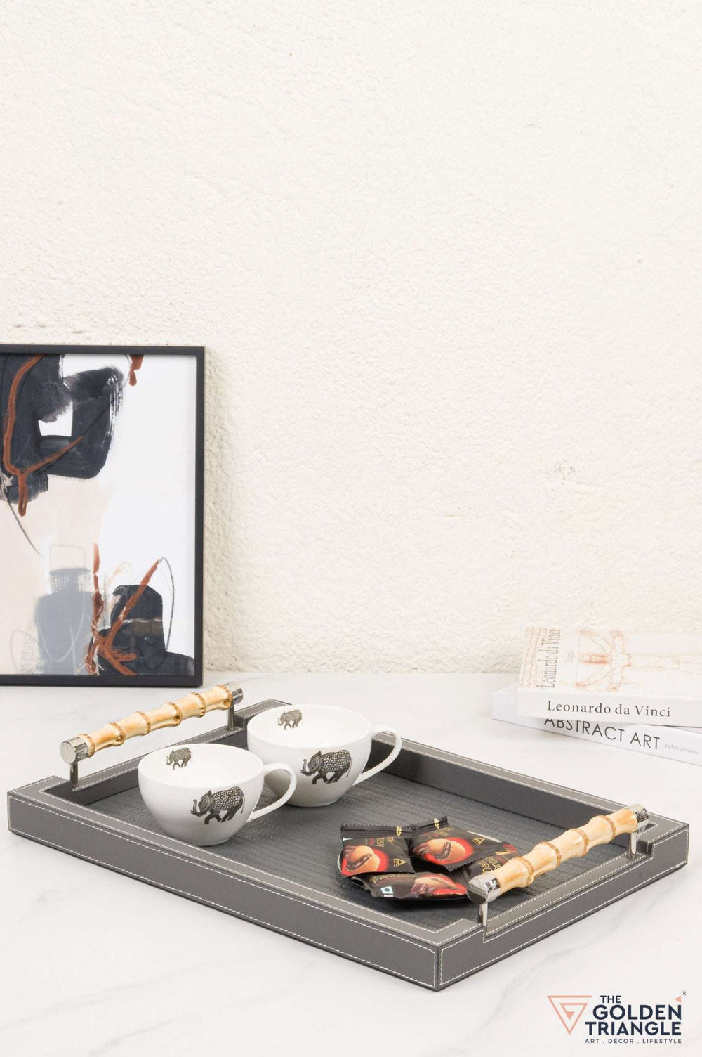 Brio Faux Leather Tray - Gray