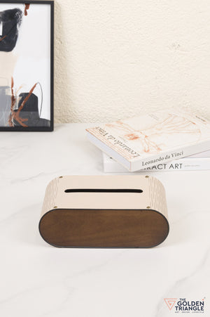 Bijou Faux Leather Tissue Box - Beige
